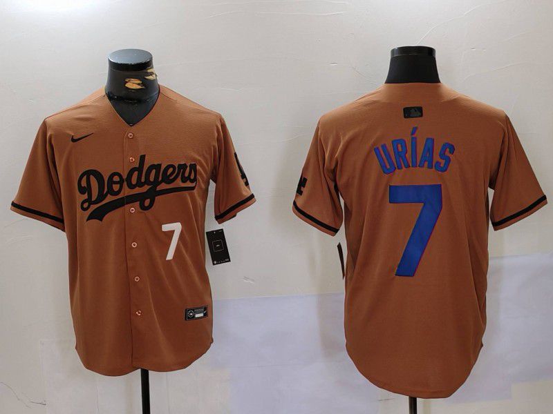 Men Los Angeles Dodgers #7 Urias army green joint name 2024 Nike MLB Jersey style 3->->